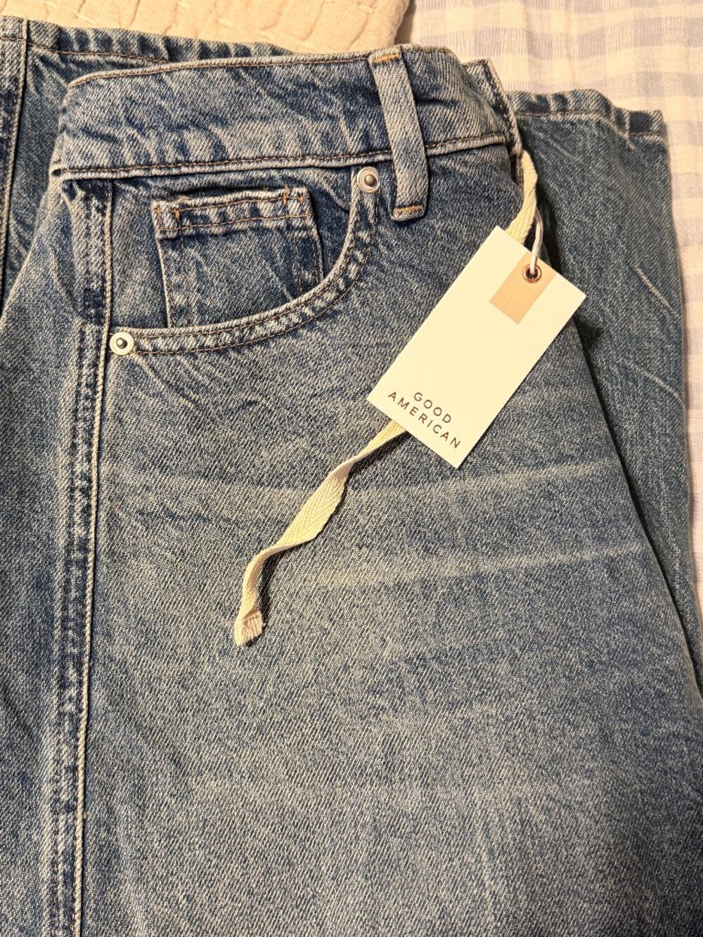 NWT Good American Good Extreme Barrel Jeans High Rise Wide Loose Indigo Sz 6/28 - Picture 2 of 3
